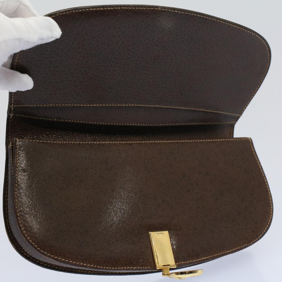 GUCCI Web Sherry Line Clutch Bag Leather Beige Red Green ep2312