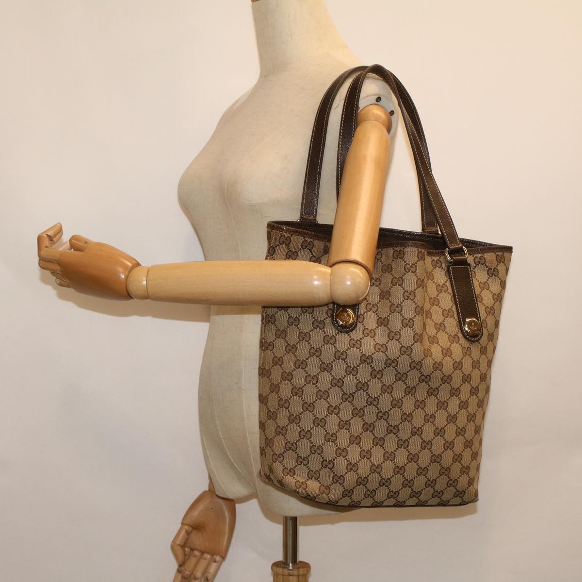GUCCI GG Canvas Tote Bag Beige 153009 ep2313