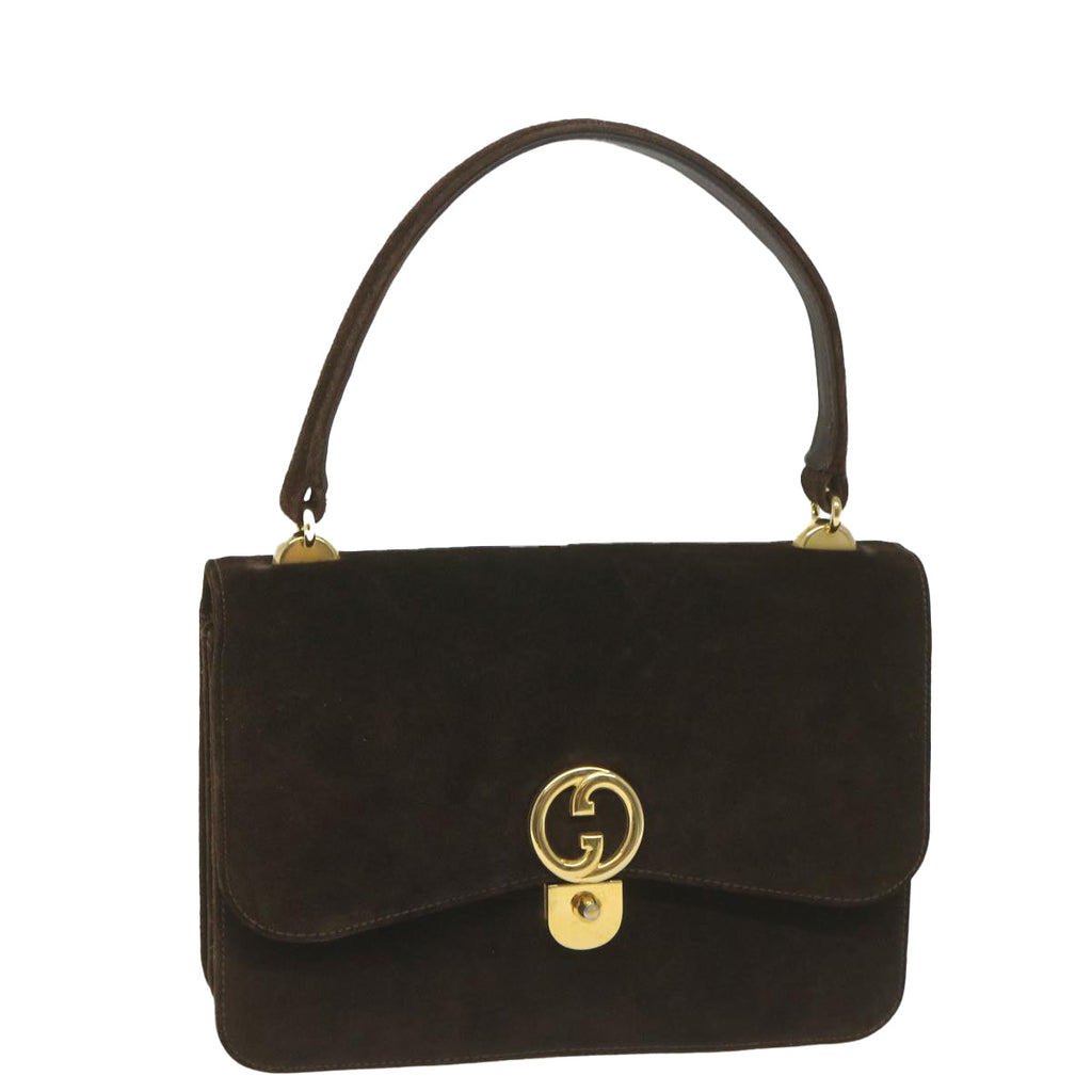 GUCCI Hand Bag Suede Brown ep2314