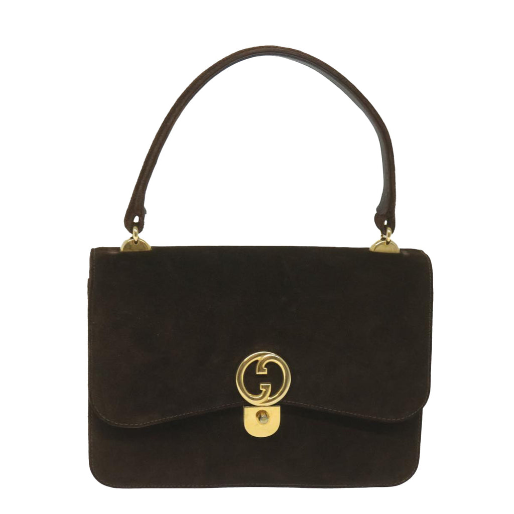 GUCCI Hand Bag Suede Brown ep2314