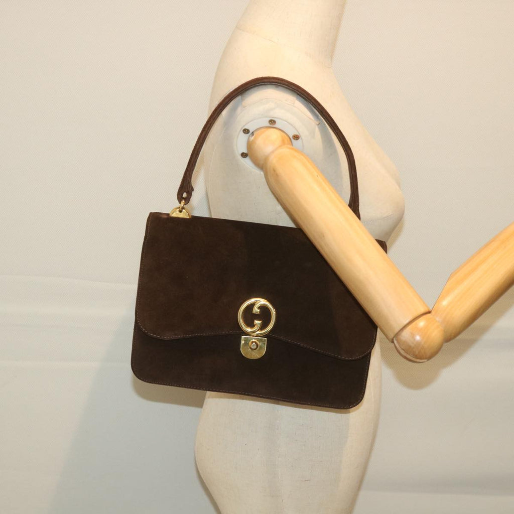 GUCCI Hand Bag Suede Brown ep2314