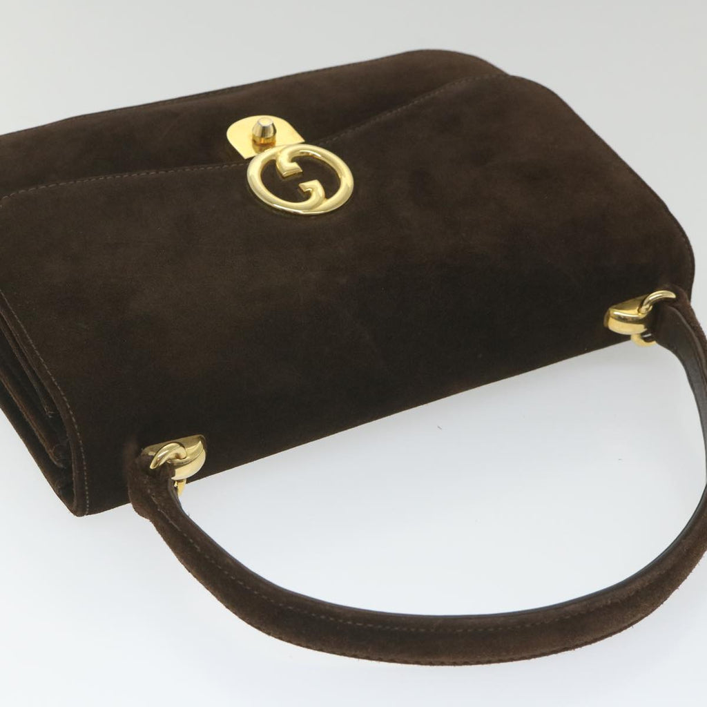 GUCCI Hand Bag Suede Brown ep2314