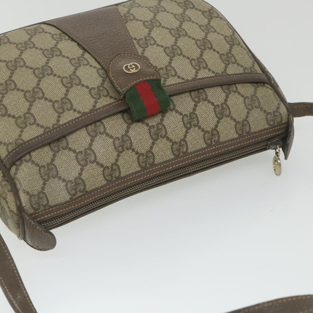 GUCCI GG Supreme Web Sherry Line Shoulder Bag Beige Red 001 123 ep2320