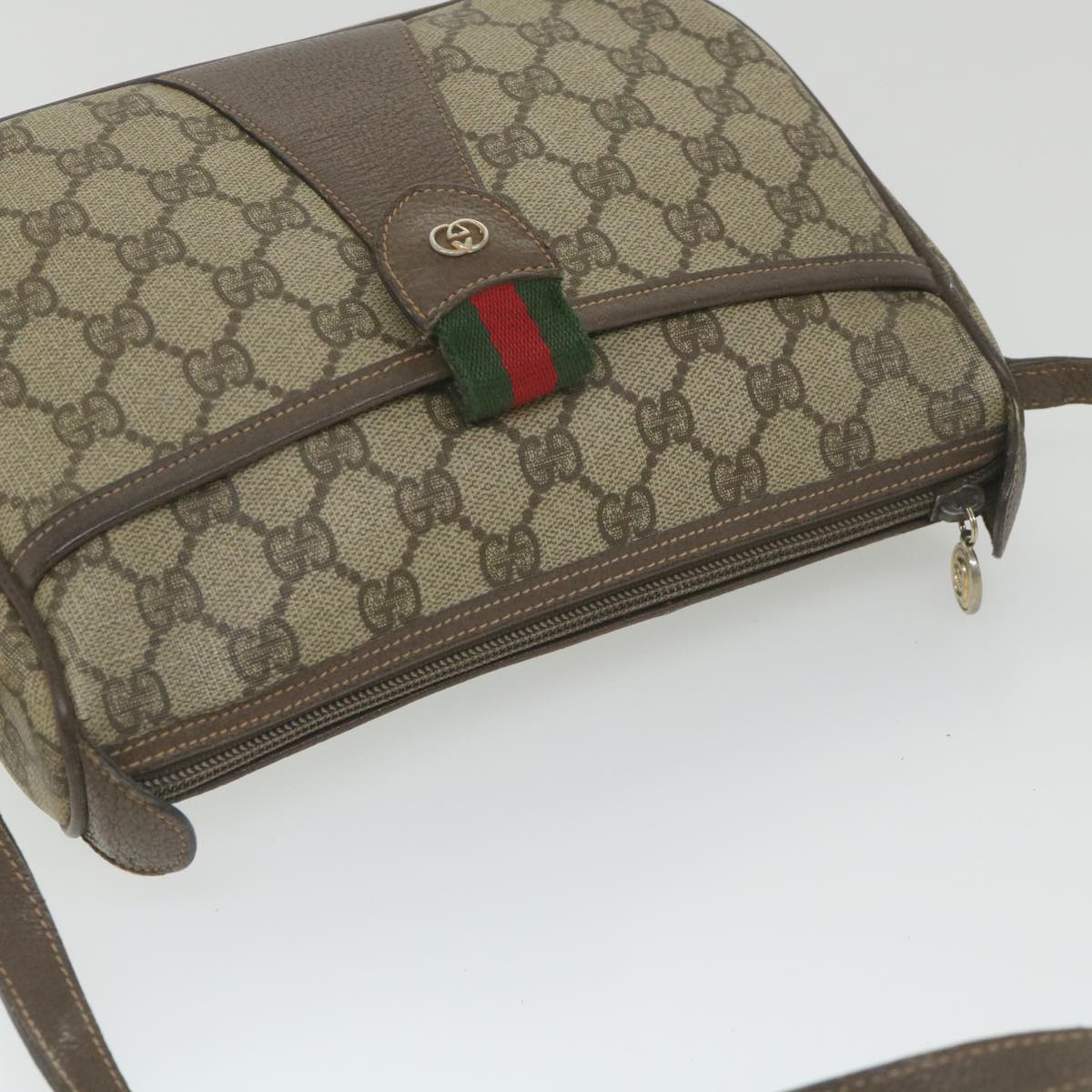 GUCCI GG Supreme Web Sherry Line Shoulder Bag Beige Red 001 123 ep2320
