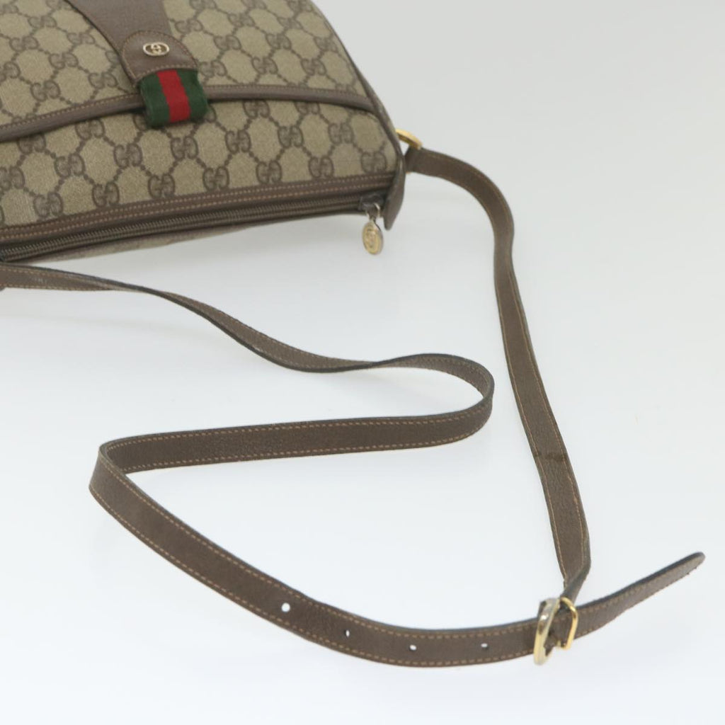 GUCCI GG Supreme Web Sherry Line Shoulder Bag Beige Red 001 123 ep2320