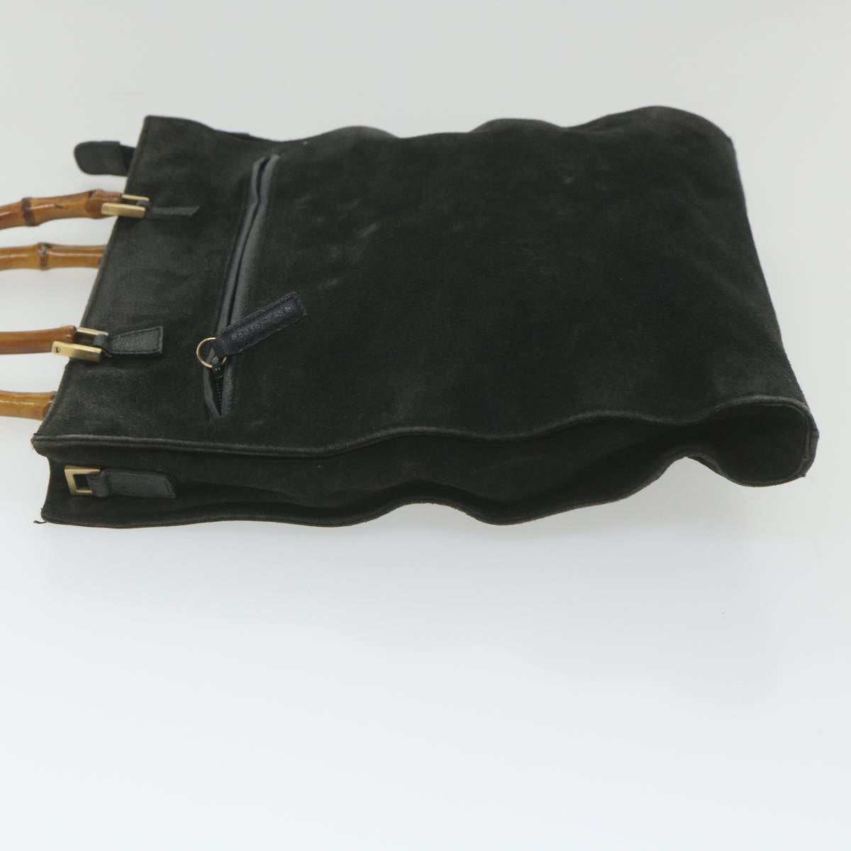 GUCCI Bamboo Tote Bag Suede Black 001 1095 1878 ep2327