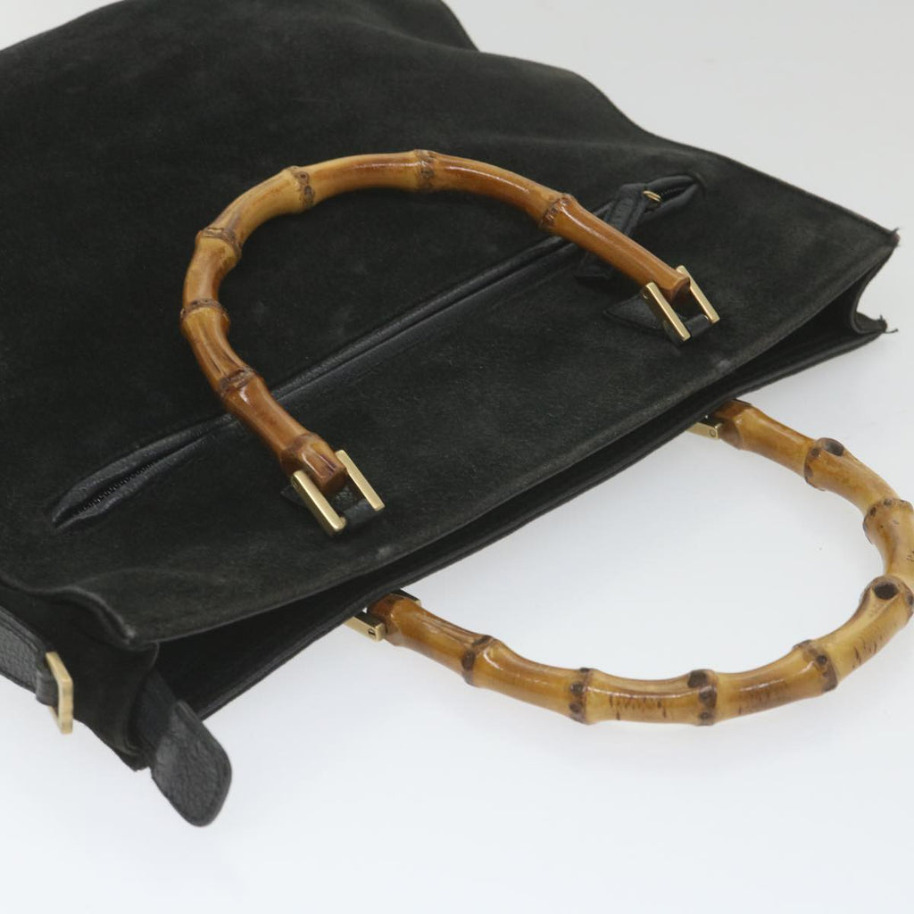 GUCCI Bamboo Tote Bag Suede Black 001 1095 1878 ep2327