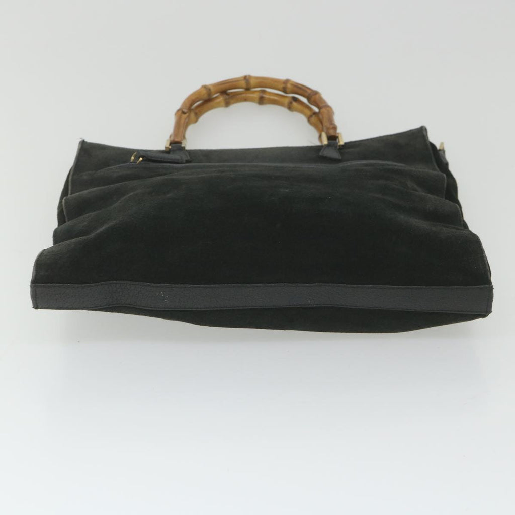 GUCCI Bamboo Tote Bag Suede Black 001 1095 1878 ep2327