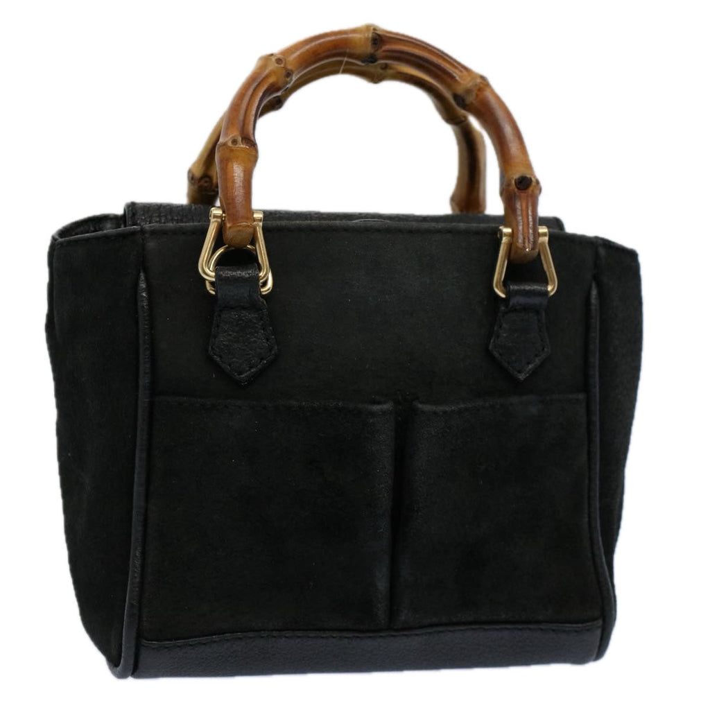 GUCCI Bamboo Hand Bag Suede Leather Black 007 1793 0238 ep2337