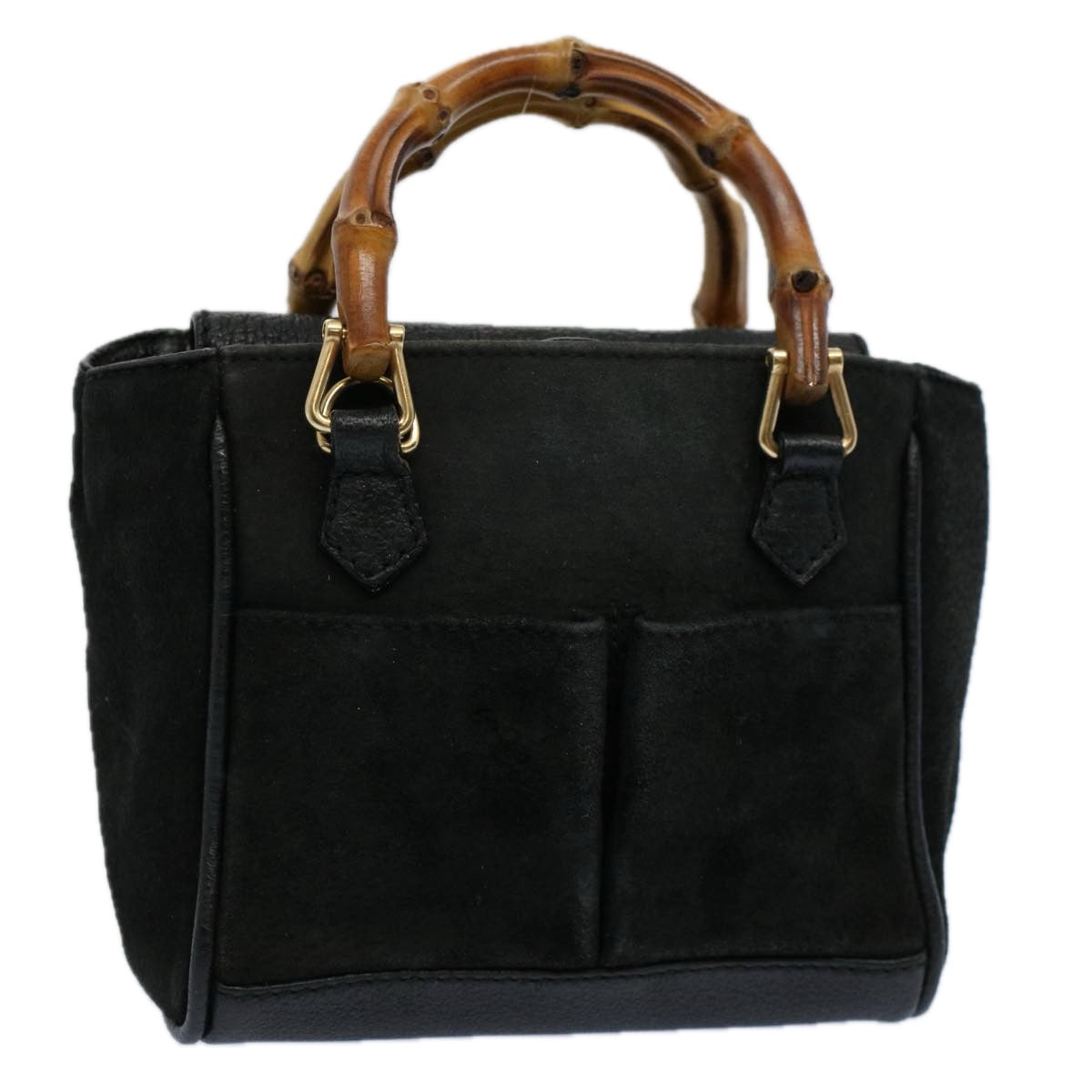 GUCCI Bamboo Hand Bag Suede Leather Black 007 1793 0238 ep2337