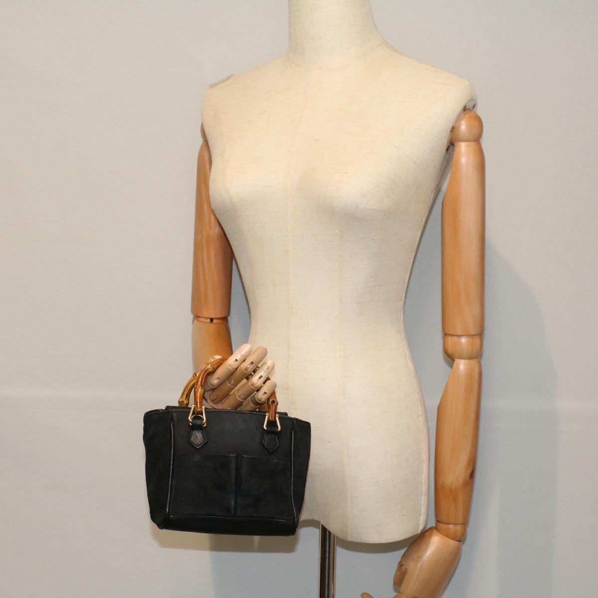 GUCCI Bamboo Hand Bag Suede Leather Black 007 1793 0238 ep2337