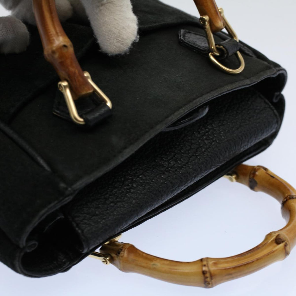 GUCCI Bamboo Hand Bag Suede Leather Black 007 1793 0238 ep2337
