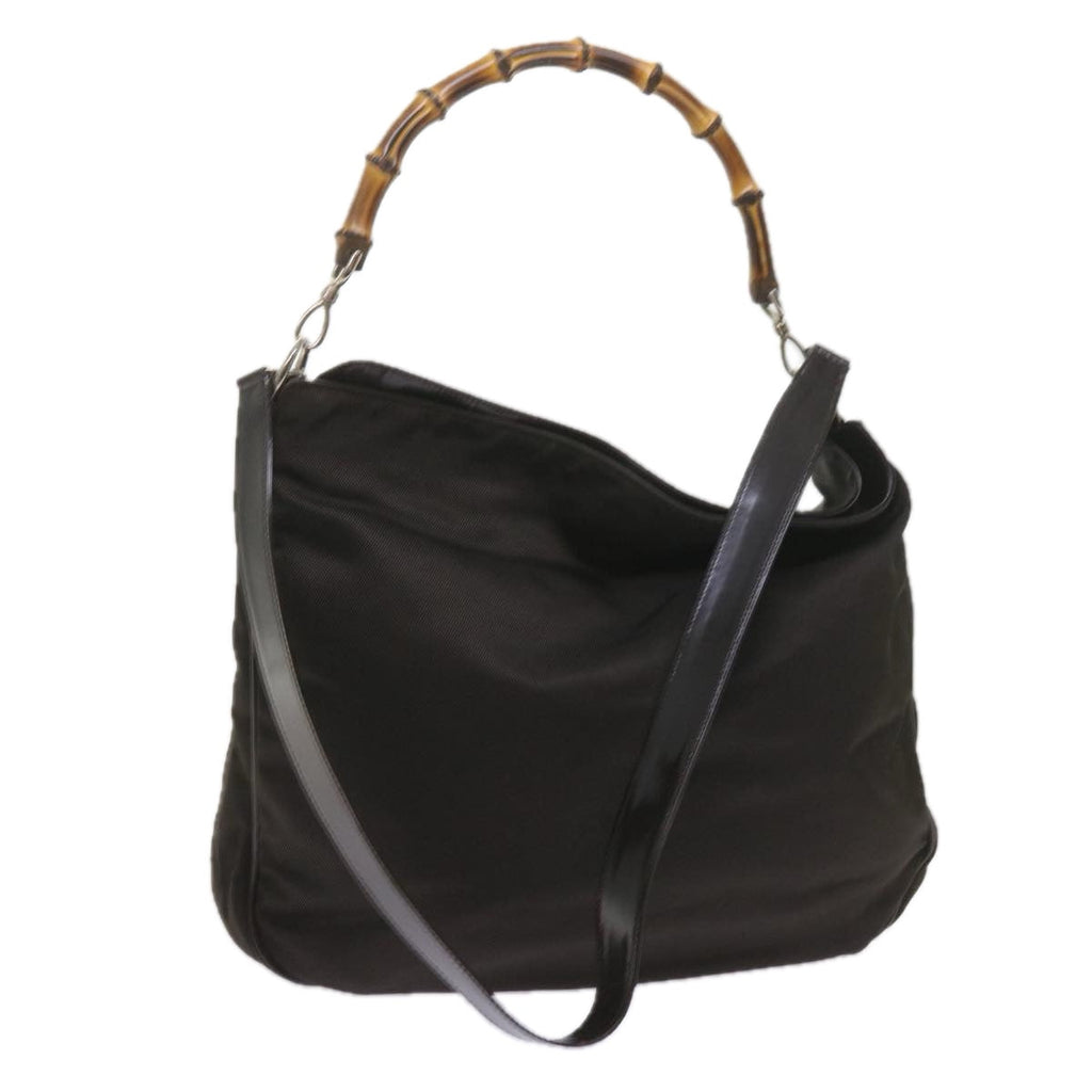 GUCCI Bamboo Shoulder Bag Nylon Black 001 1781 1577 ep2348