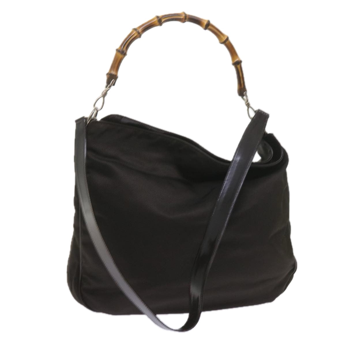 GUCCI Bamboo Shoulder Bag Nylon Black 001 1781 1577 ep2348