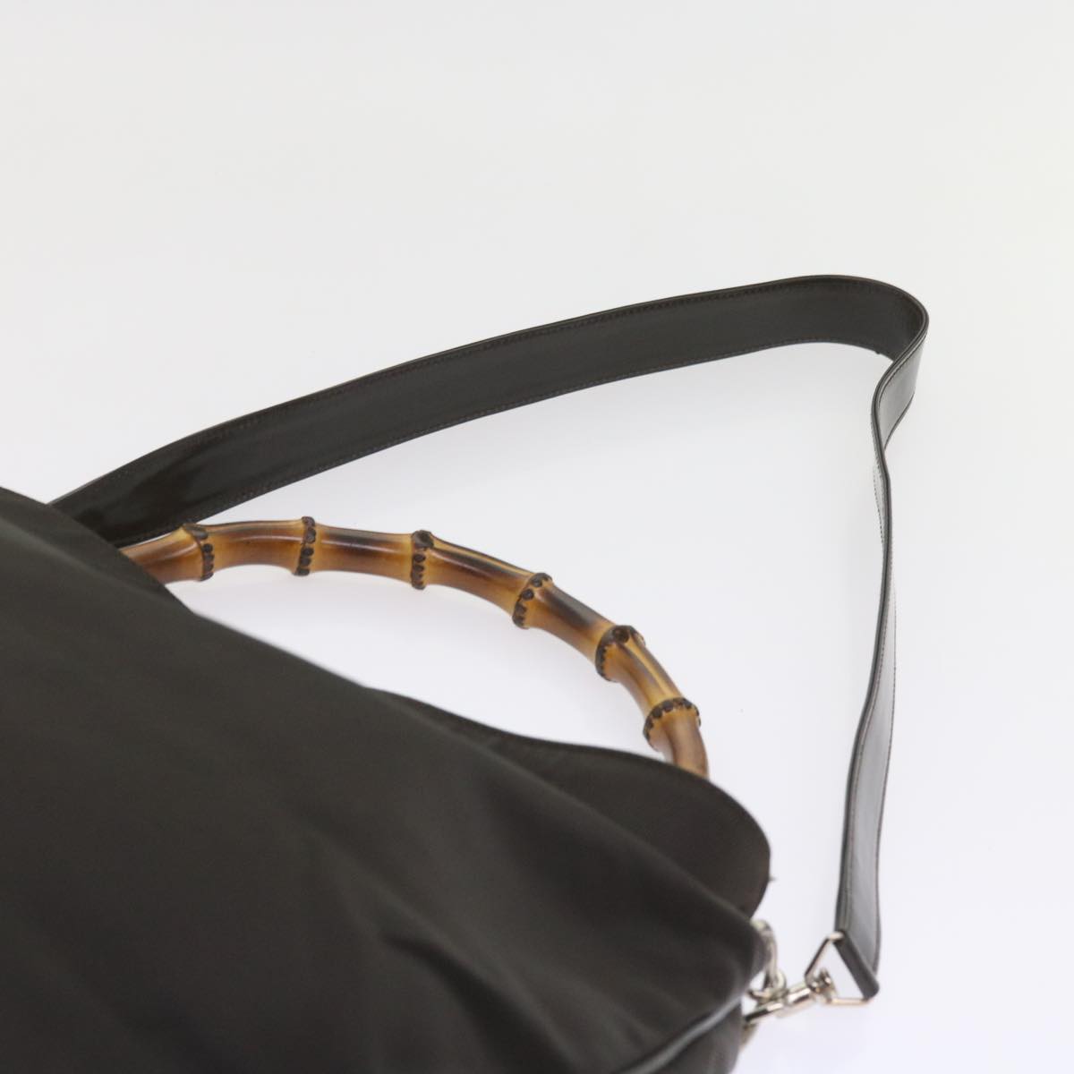 GUCCI Bamboo Shoulder Bag Nylon Black 001 1781 1577 ep2348