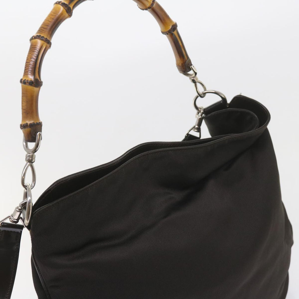 GUCCI Bamboo Shoulder Bag Nylon Black 001 1781 1577 ep2348