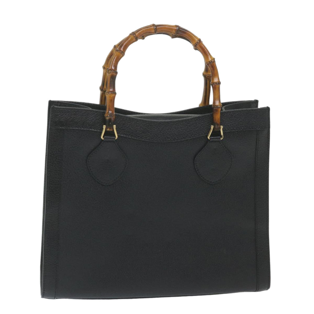 GUCCI Bamboo Hand Bag Leather Black ep2375