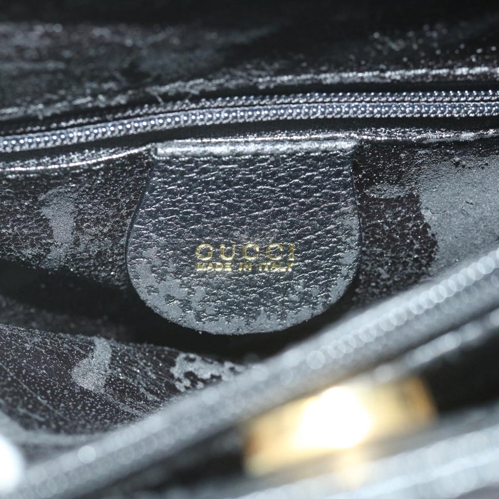 GUCCI Bamboo Hand Bag Leather Black ep2375