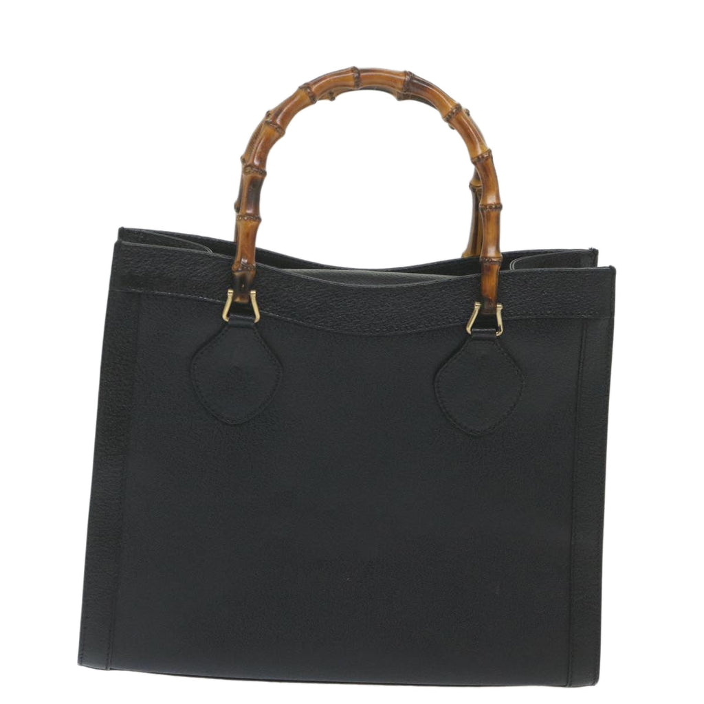 GUCCI Bamboo Hand Bag Leather Black ep2375