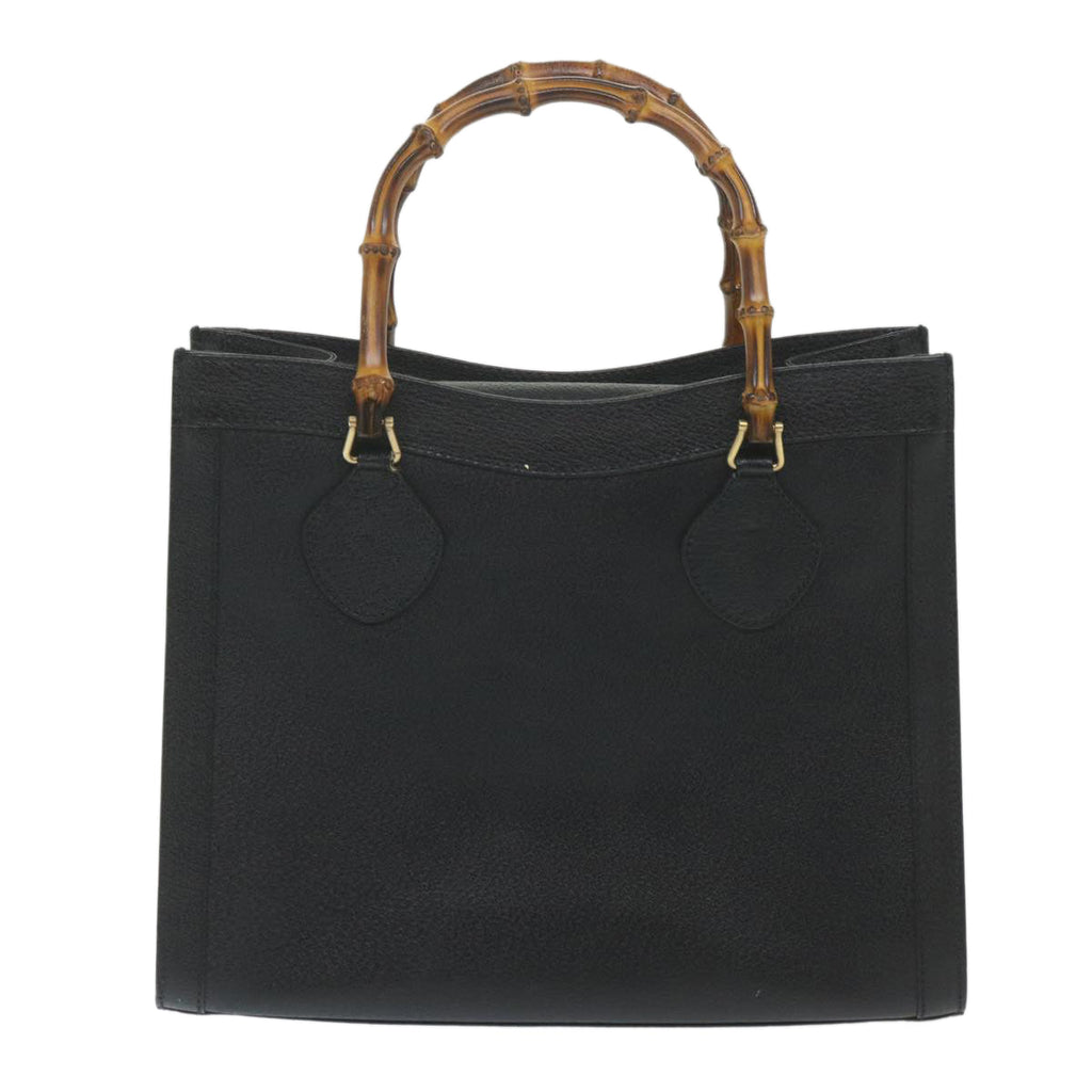 GUCCI Bamboo Hand Bag Leather Black ep2375