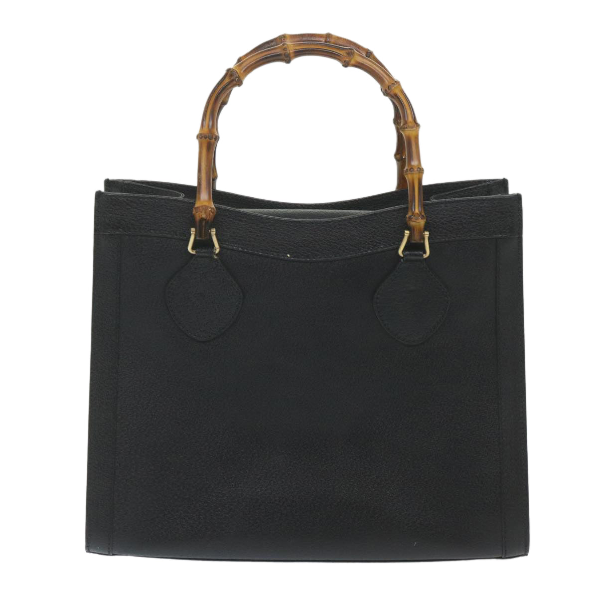 GUCCI Bamboo Hand Bag Leather Black ep2375