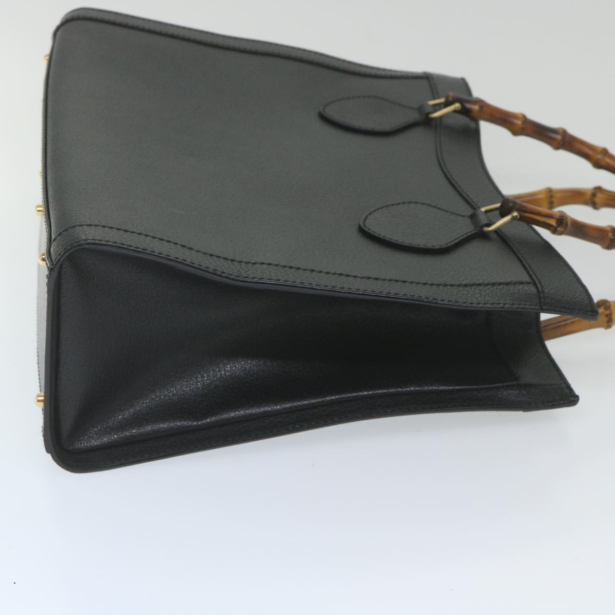 GUCCI Bamboo Hand Bag Leather Black ep2375