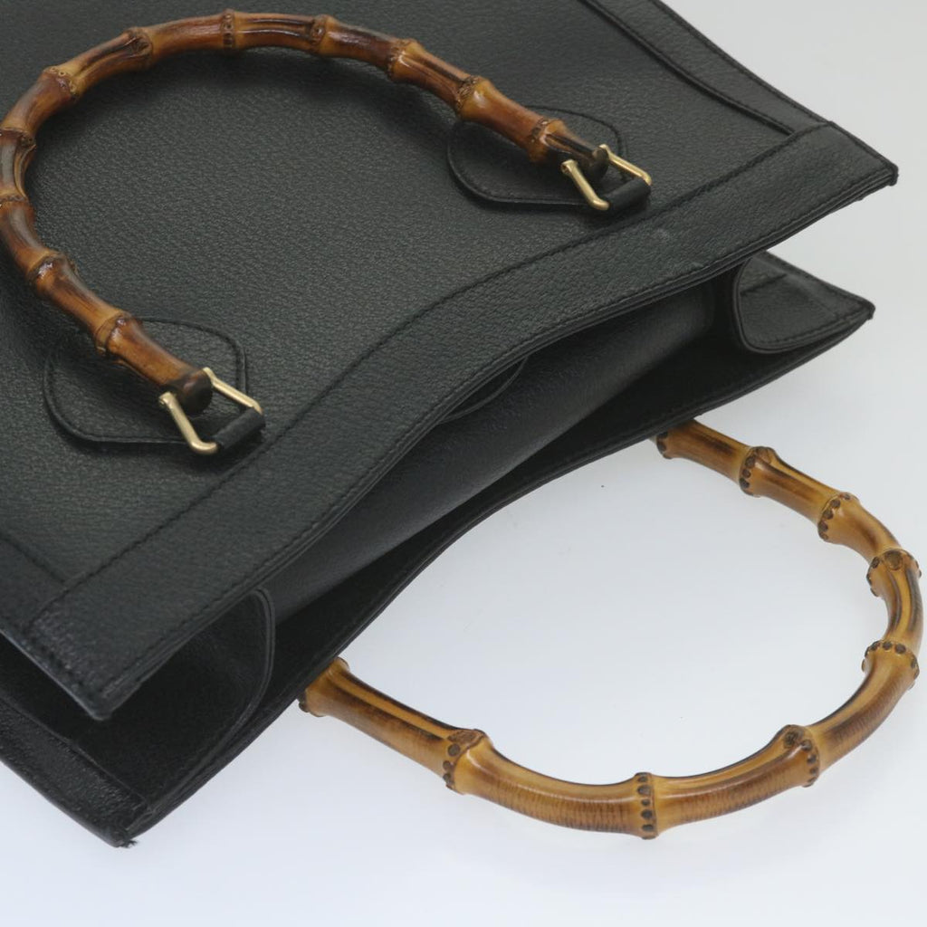 GUCCI Bamboo Hand Bag Leather Black ep2375