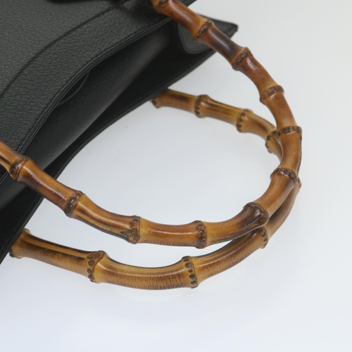 GUCCI Bamboo Hand Bag Leather Black ep2375