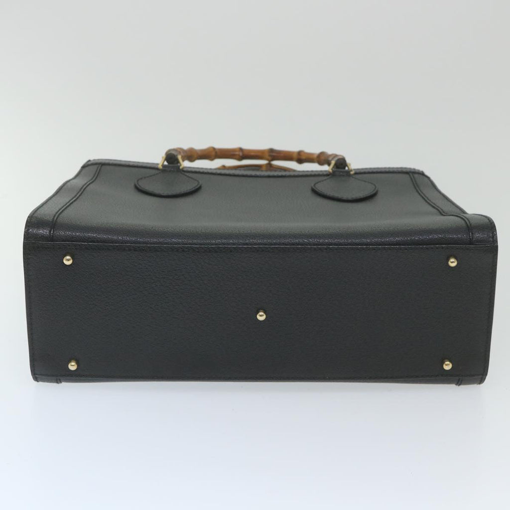 GUCCI Bamboo Hand Bag Leather Black ep2375