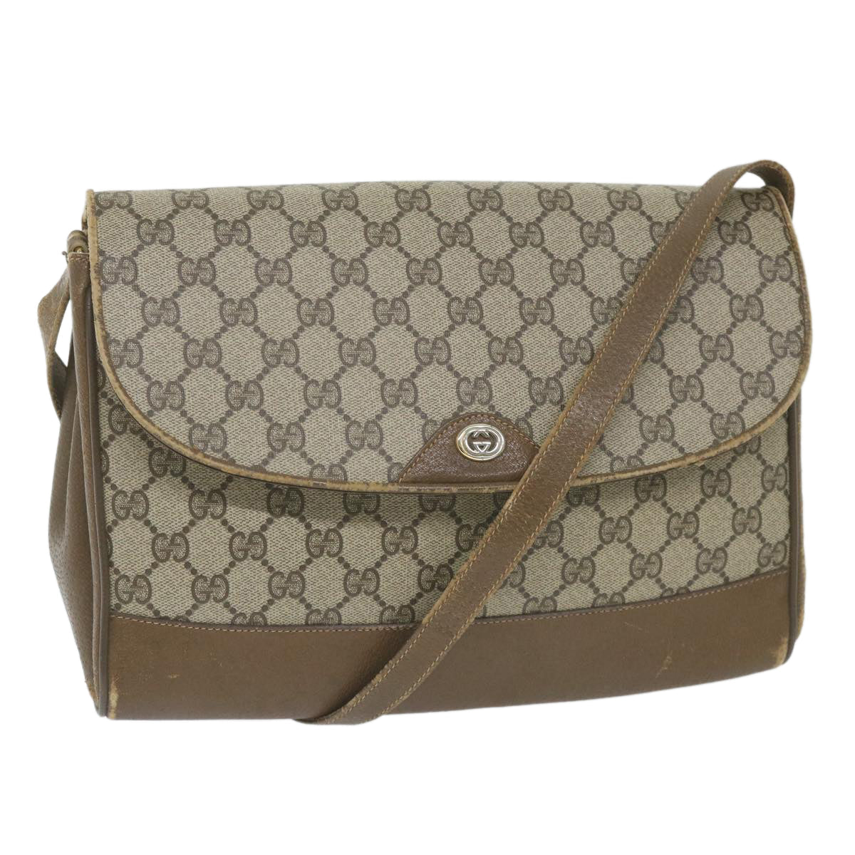 GUCCI GG Supreme Shoulder Bag PVC Leather Beige 116 02 067 ep2394