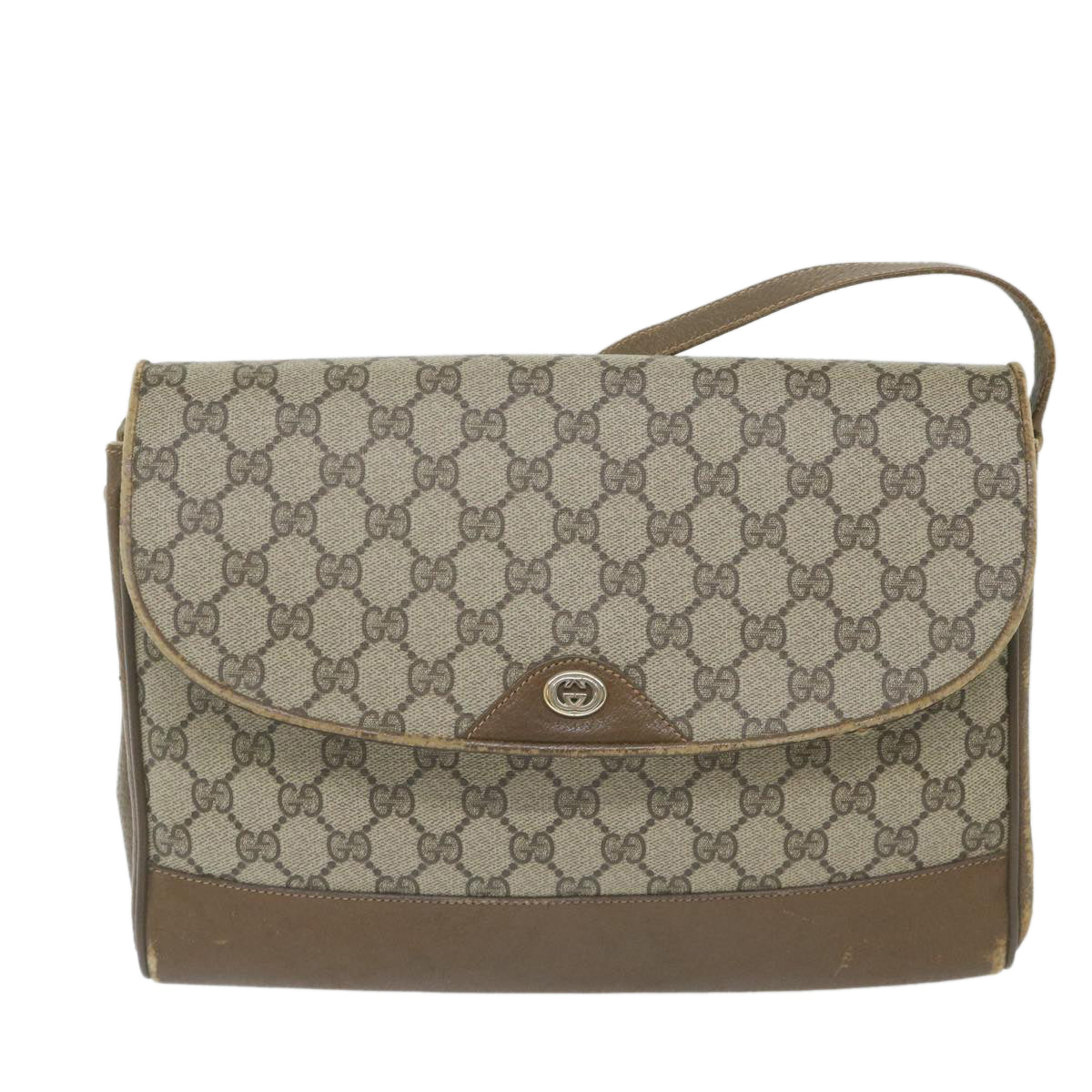 GUCCI GG Supreme Shoulder Bag PVC Leather Beige 116 02 067 ep2394