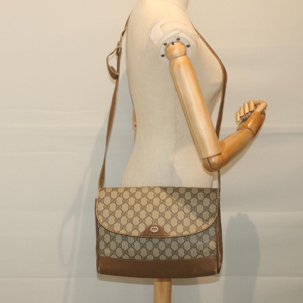 GUCCI GG Supreme Shoulder Bag PVC Leather Beige 116 02 067 ep2394