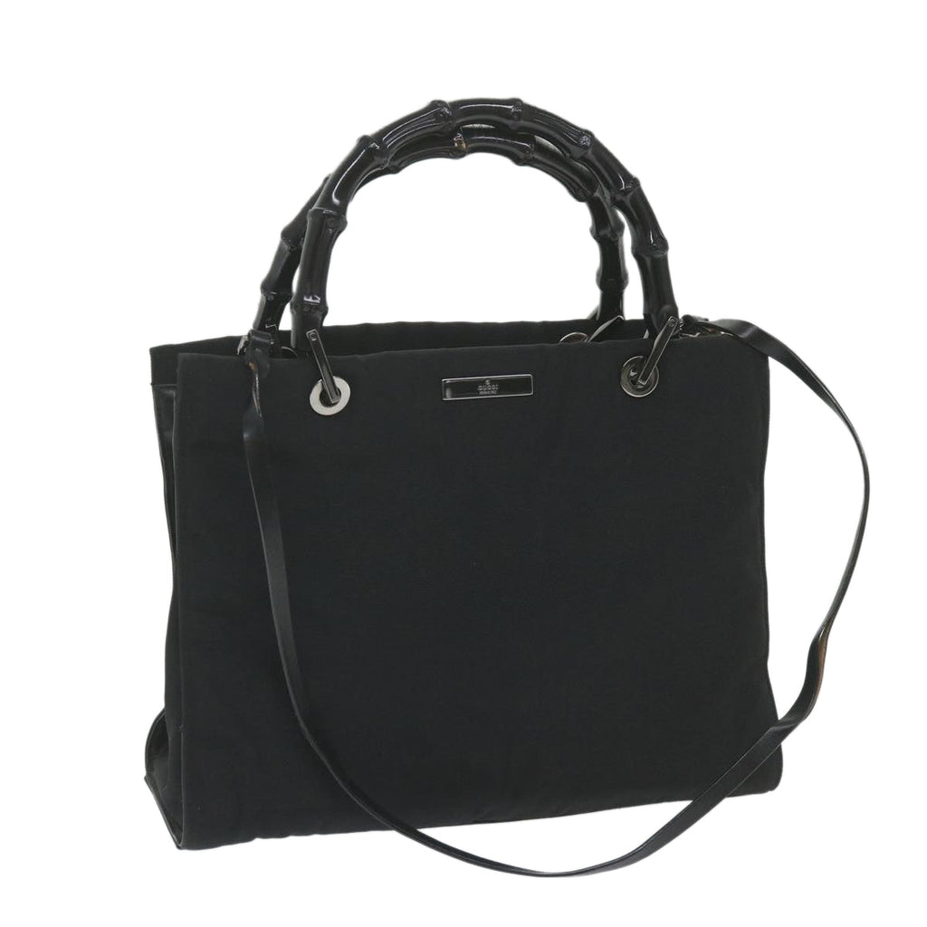 GUCCI Bamboo Hand Bag Canvas Black 002 1016 002855 ep2401