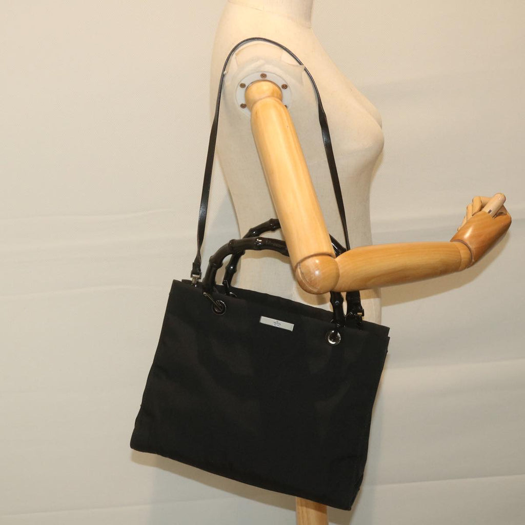 GUCCI Bamboo Hand Bag Canvas Black 002 1016 002855 ep2401