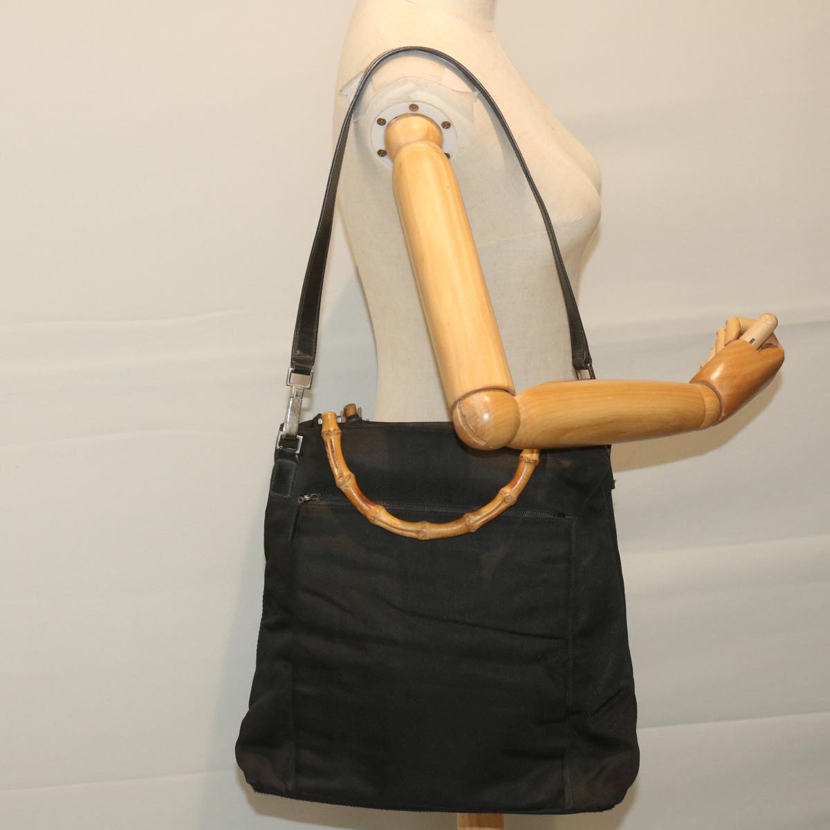 GUCCI Bamboo Shoulder Bag Canvas 2way Black 002 3754 0506 ep2424
