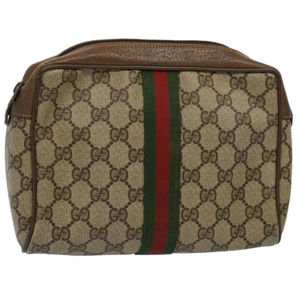 GUCCI GG Supreme Web Sherry Line Clutch Bag Beige Red 89 01 012 ep2429