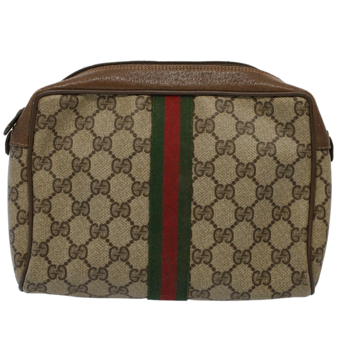GUCCI GG Supreme Web Sherry Line Clutch Bag Beige Red 89 01 012 ep2429