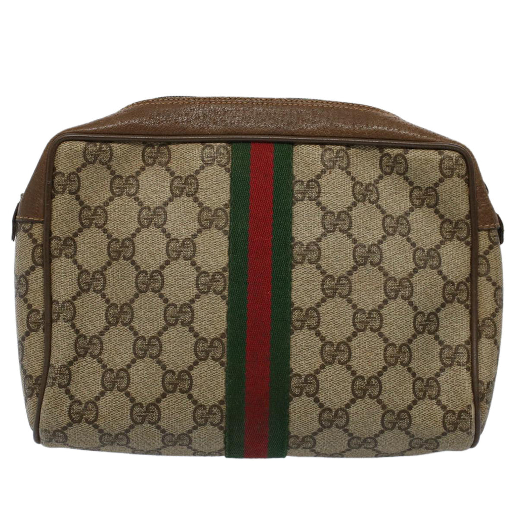 GUCCI GG Supreme Web Sherry Line Clutch Bag Beige Red 89 01 012 ep2429