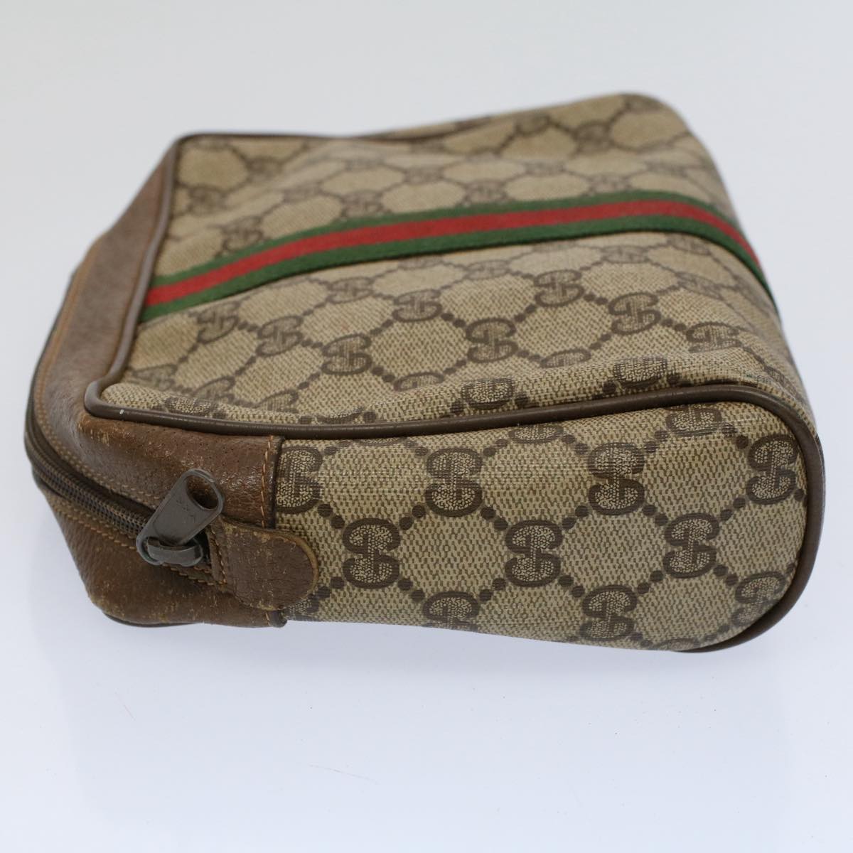 GUCCI GG Supreme Web Sherry Line Clutch Bag Beige Red 89 01 012 ep2429