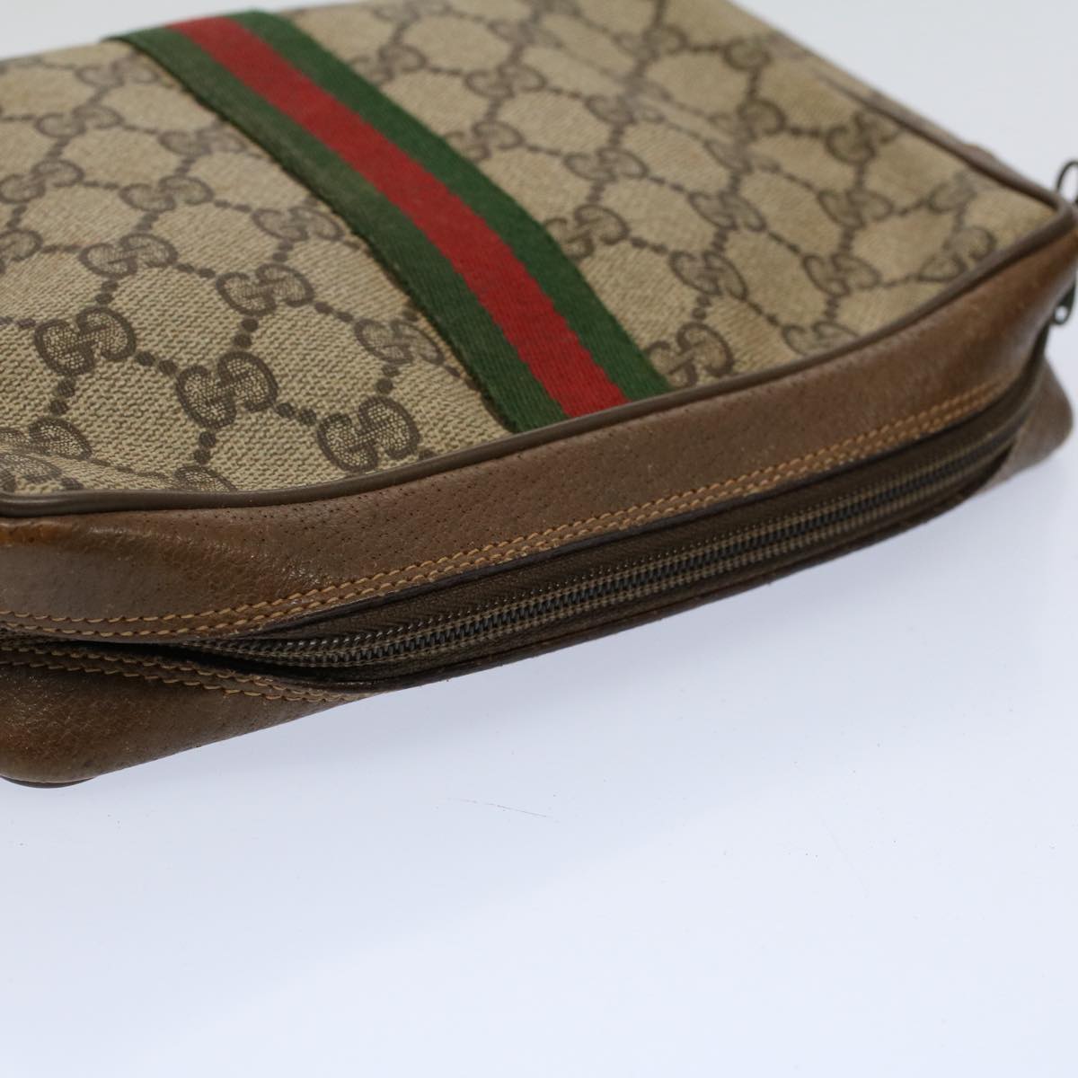 GUCCI GG Supreme Web Sherry Line Clutch Bag Beige Red 89 01 012 ep2429