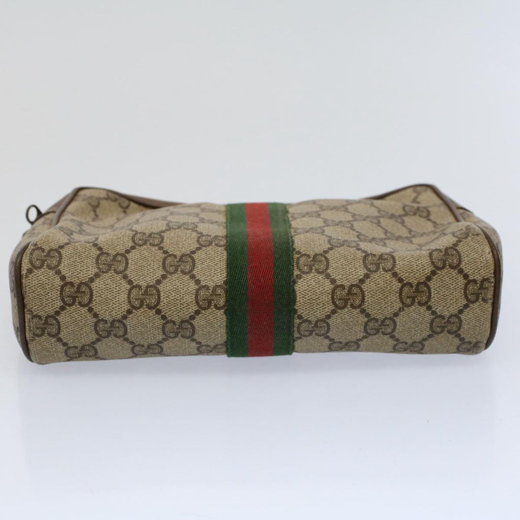 GUCCI GG Supreme Web Sherry Line Clutch Bag Beige Red 89 01 012 ep2429