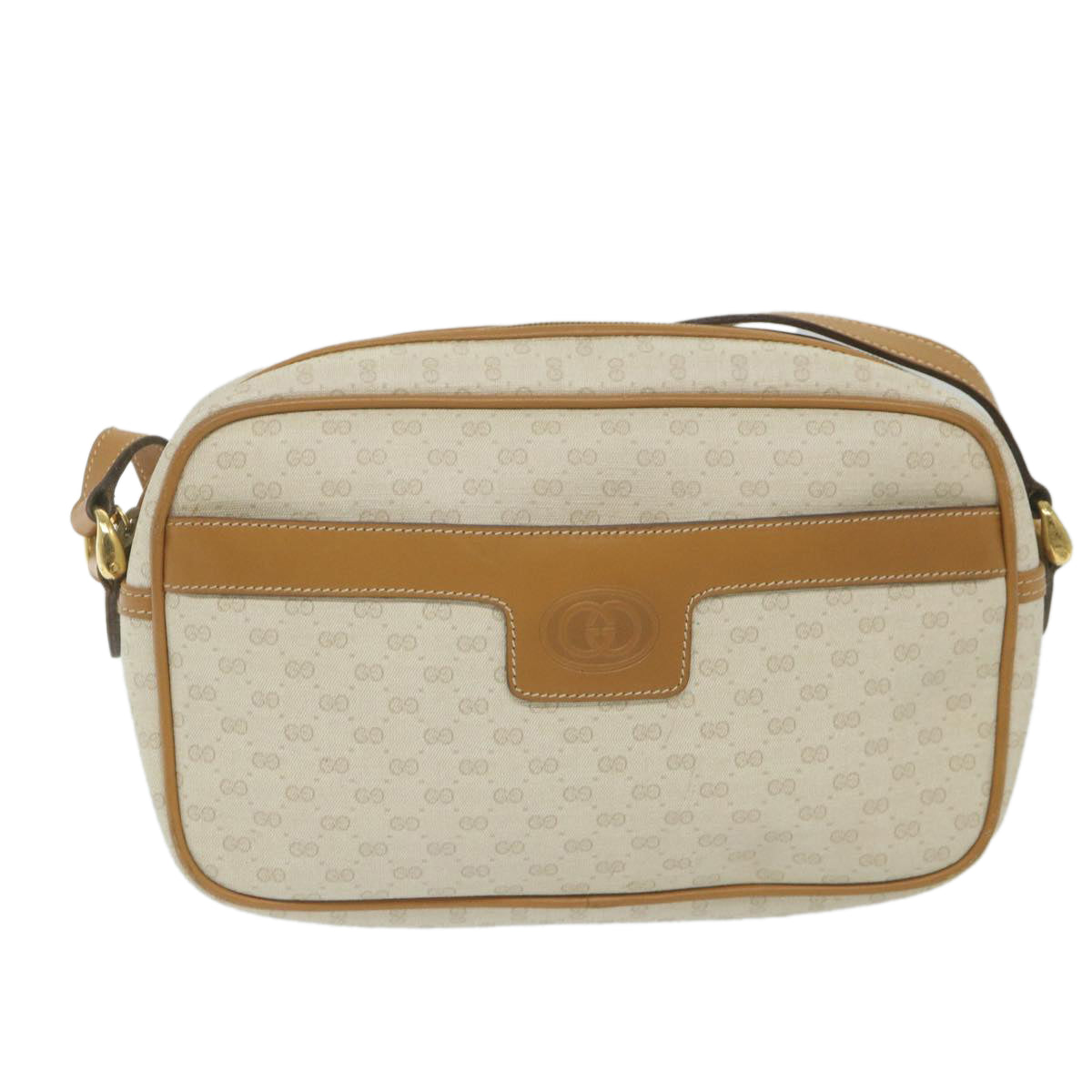 GUCCI Micro GG Supreme Shoulder Bag PVC Leather White ep2442