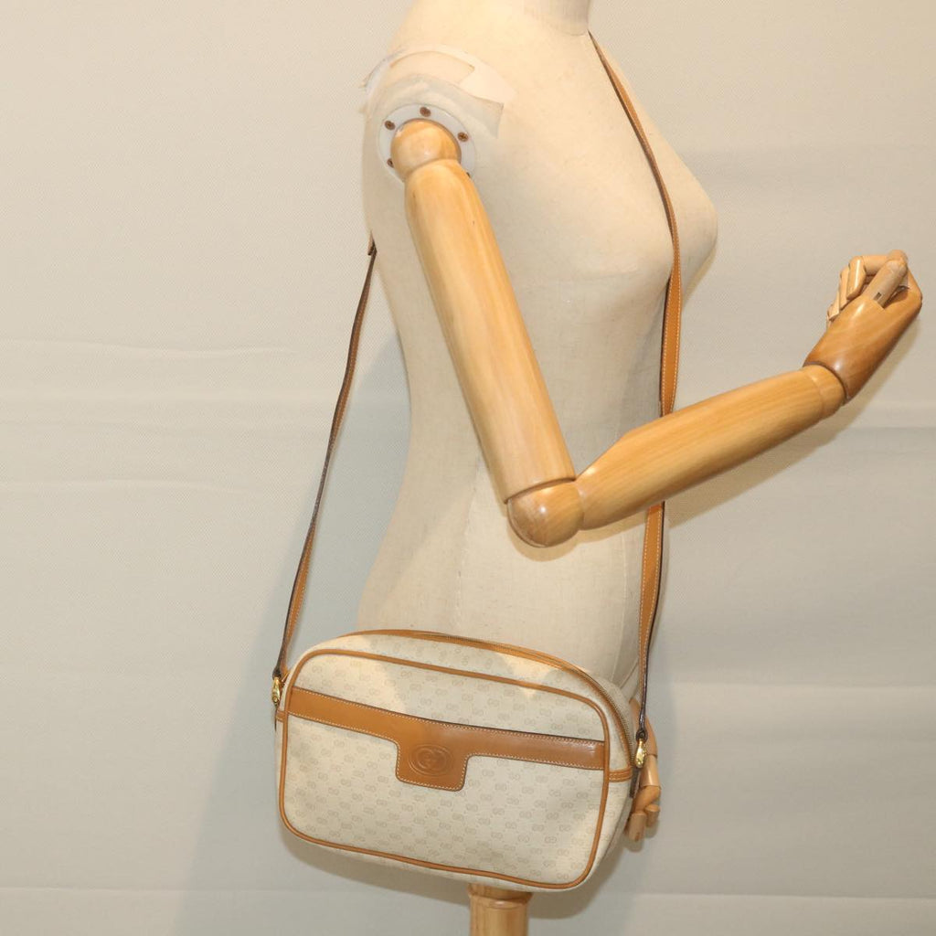 GUCCI Micro GG Supreme Shoulder Bag PVC Leather White ep2442