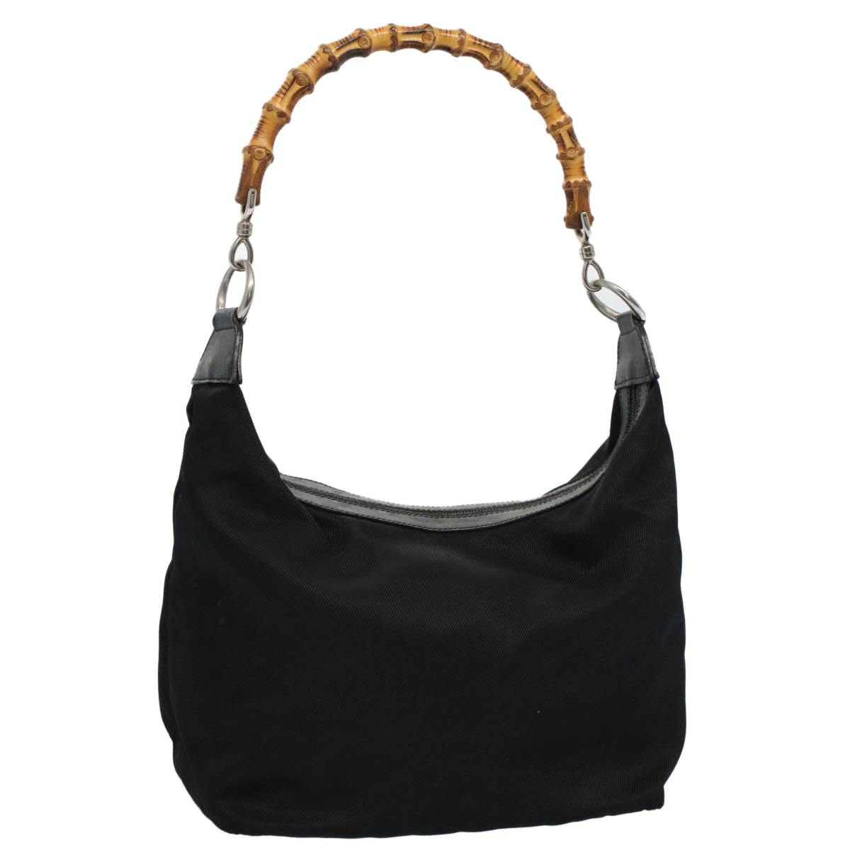 GUCCI Bamboo Shoulder Bag Nylon Black 000 1998 0531 ep2444
