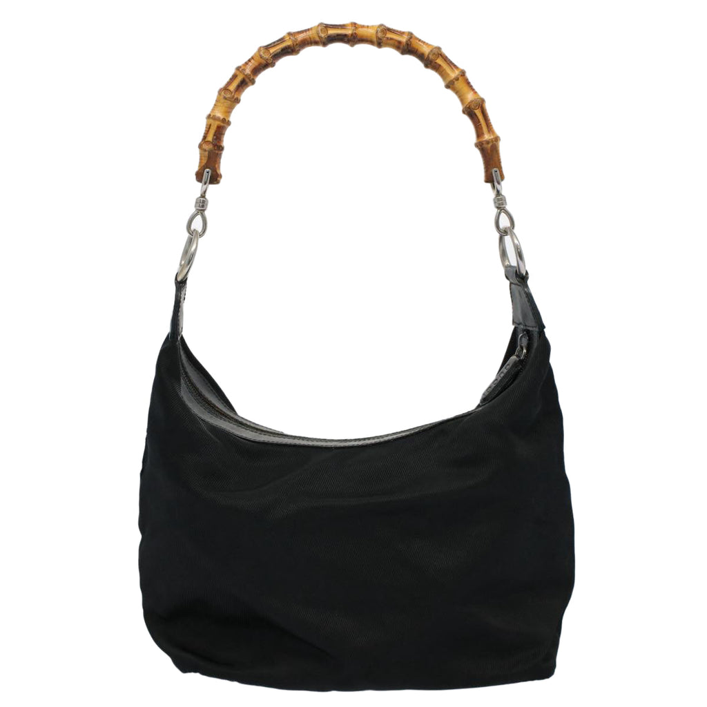 GUCCI Bamboo Shoulder Bag Nylon Black 000 1998 0531 ep2444