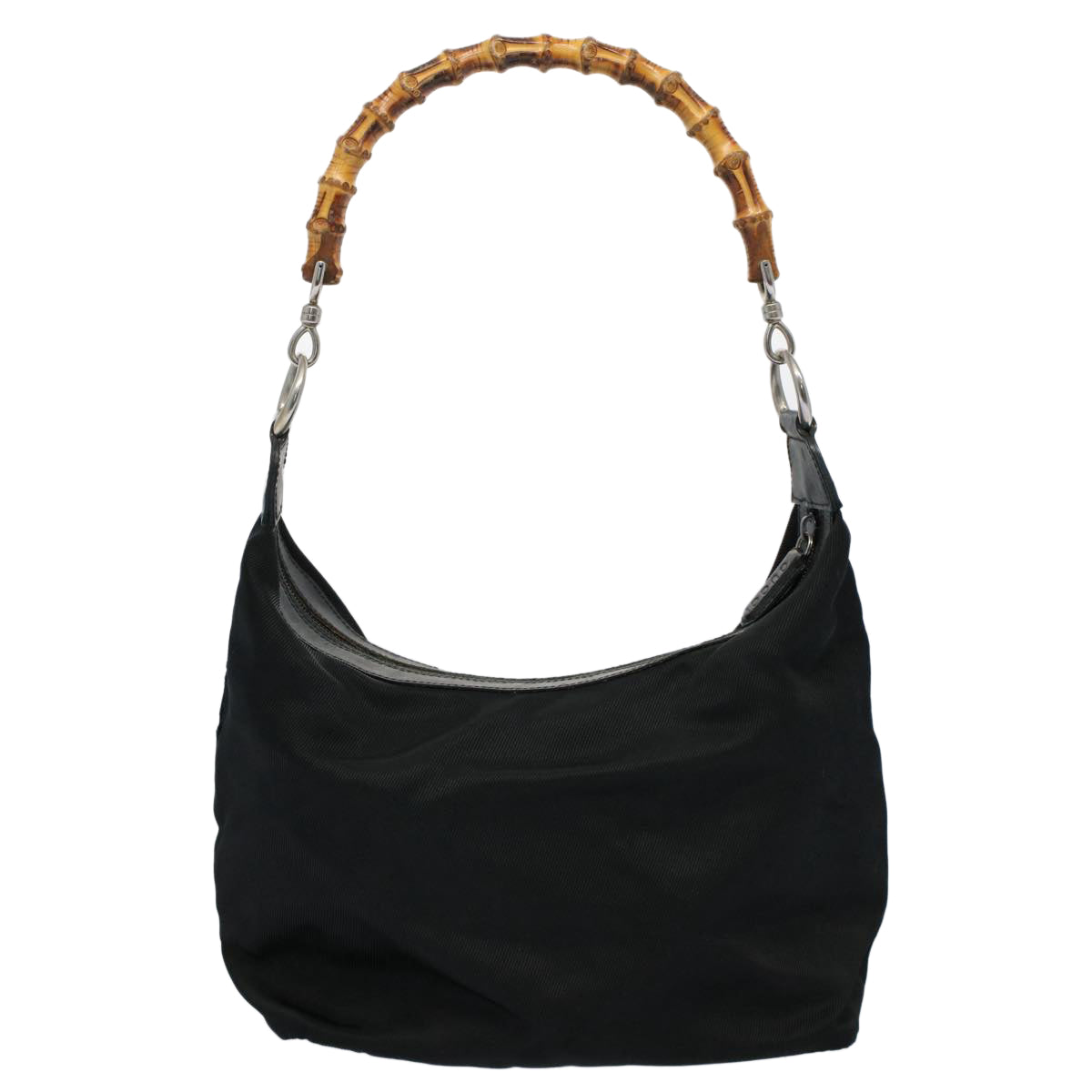 GUCCI Bamboo Shoulder Bag Nylon Black 000 1998 0531 ep2444