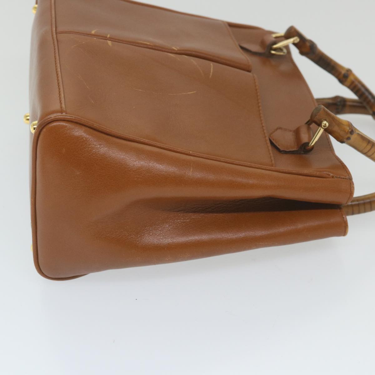 GUCCI Bamboo Hand Bag Leather 2way Brown 000 122 0316 ep2453