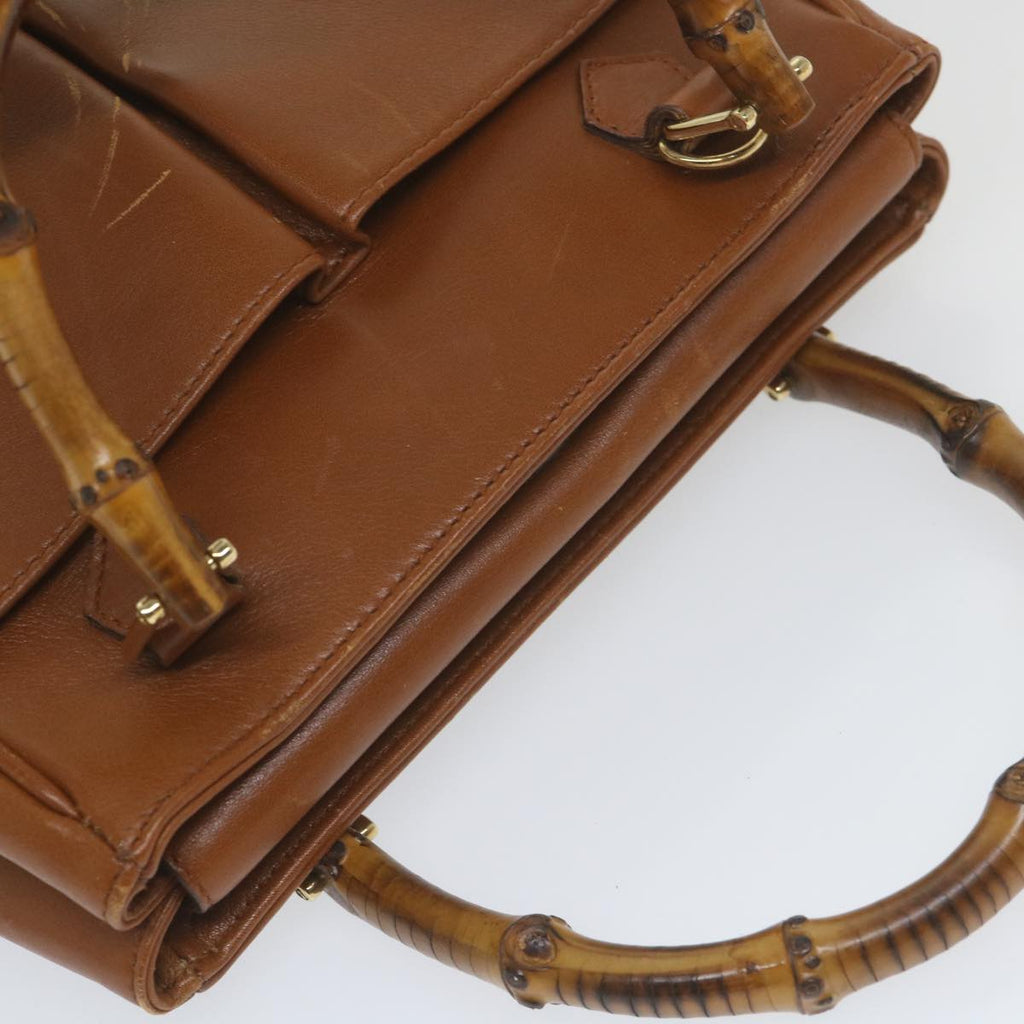 GUCCI Bamboo Hand Bag Leather 2way Brown 000 122 0316 ep2453