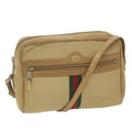 GUCCI Web Sherry Line Shoulder Bag Canvas Beige Red Green 010 378 ep2457