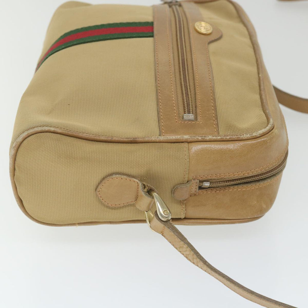GUCCI Web Sherry Line Shoulder Bag Canvas Beige Red Green 010 378 ep2457